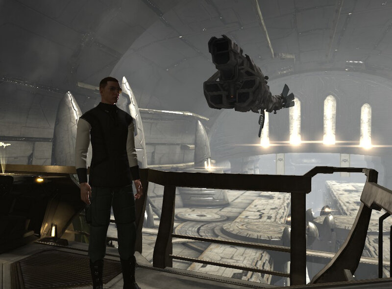 Man in Futuristic Uniform — Gray, Dramatic