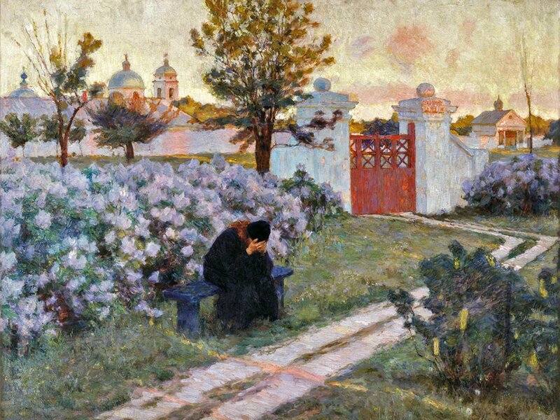 Man in Garden at Dusk