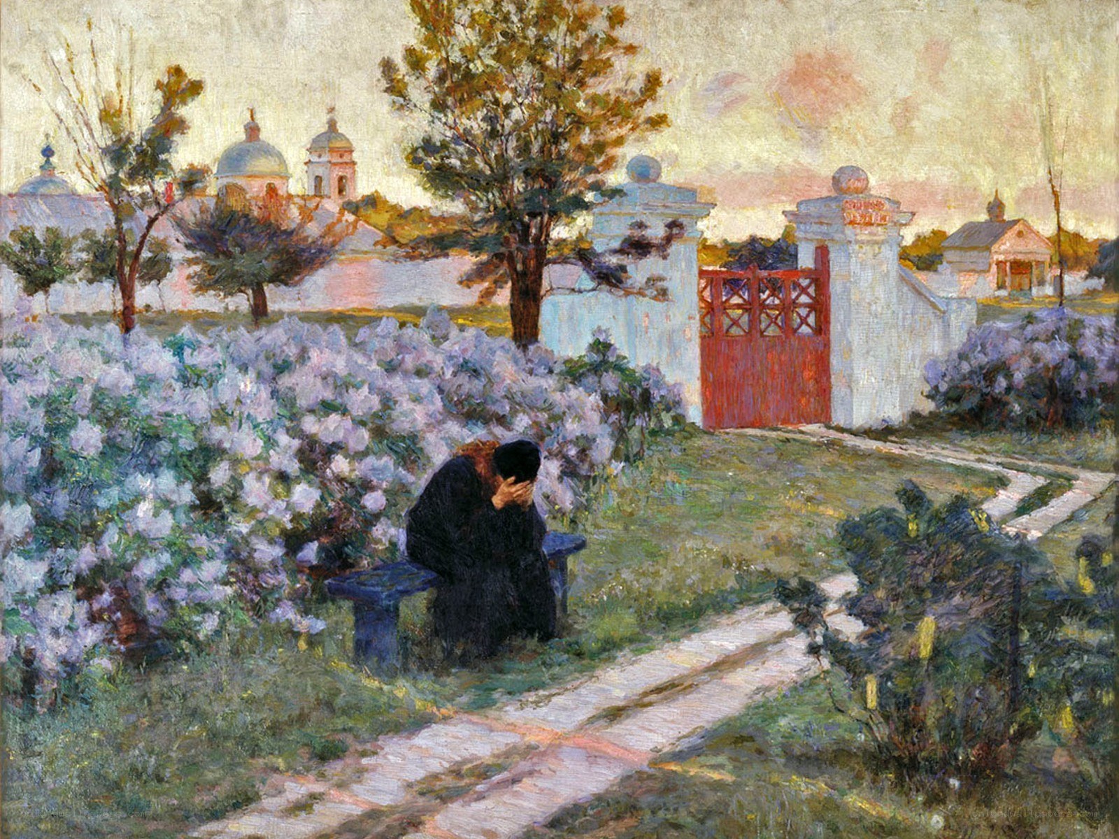Man in Garden at Dusk
