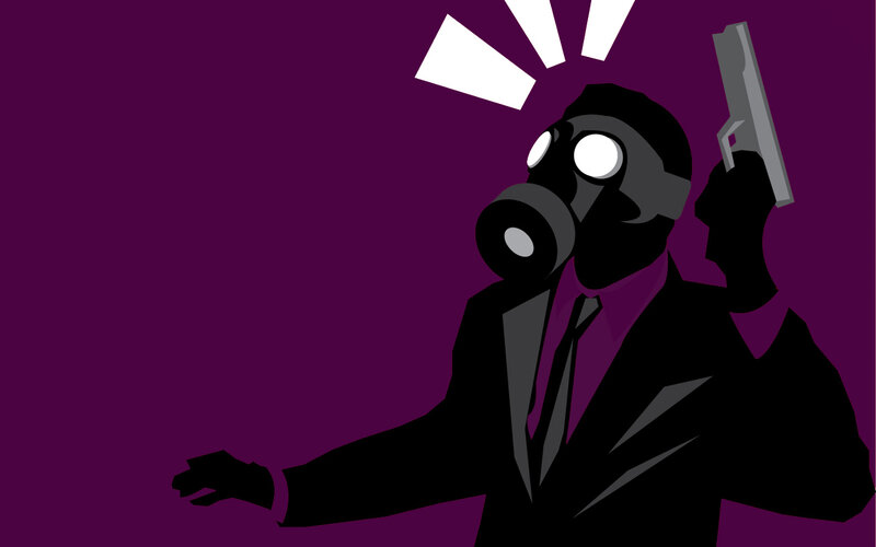 man in gas mask holding gun