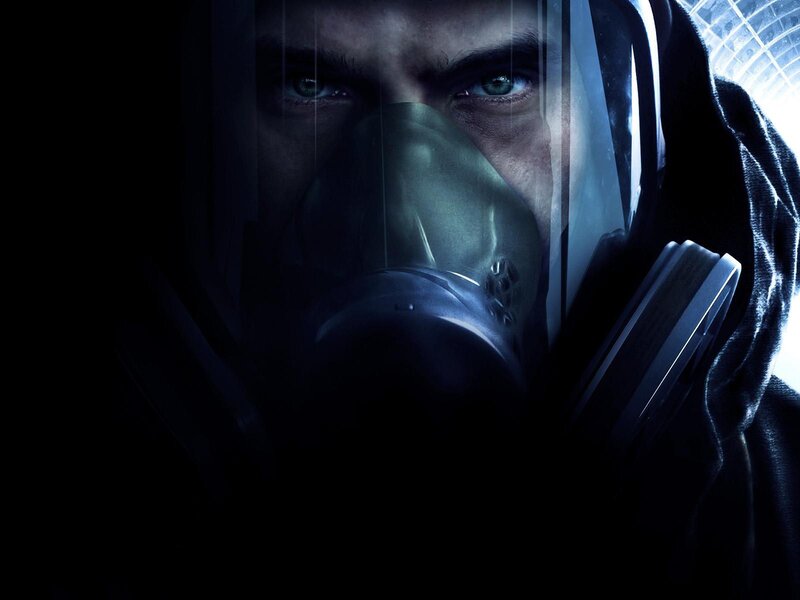 man in gas mask