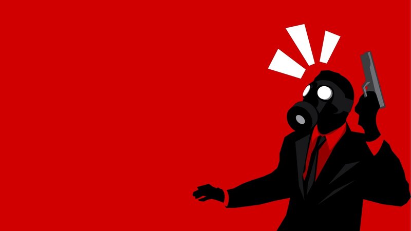 man in gas mask with gun