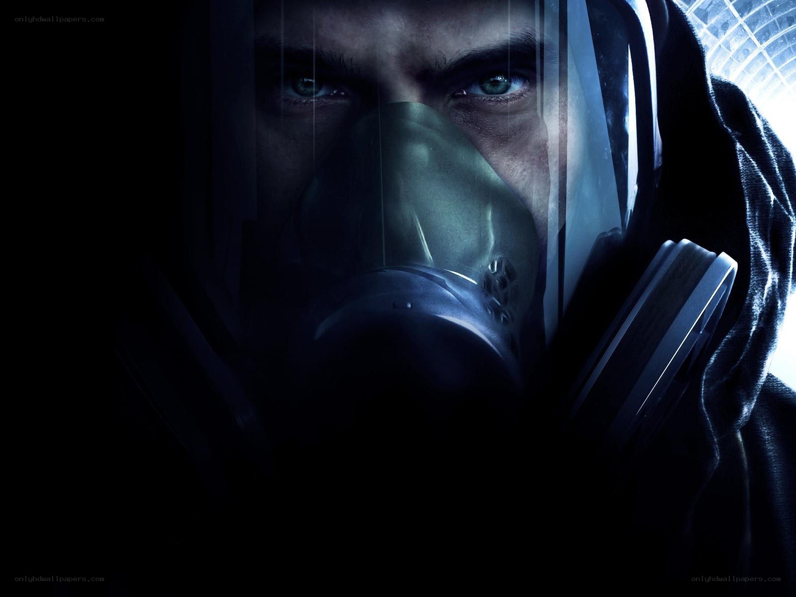 man in gas mask