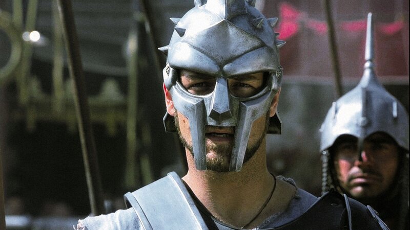 Man in Gladiator Helmet