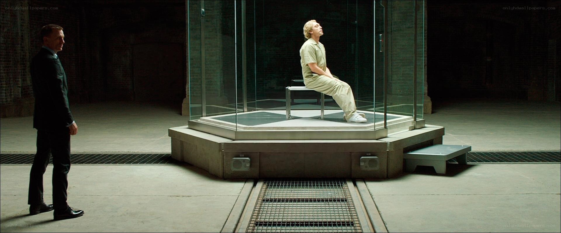 Man in glass chamber
