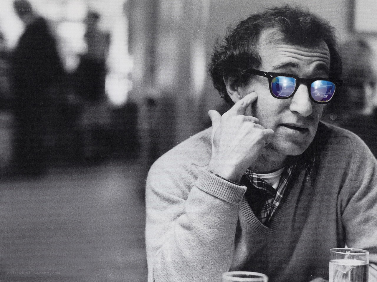 man in glasses thinking