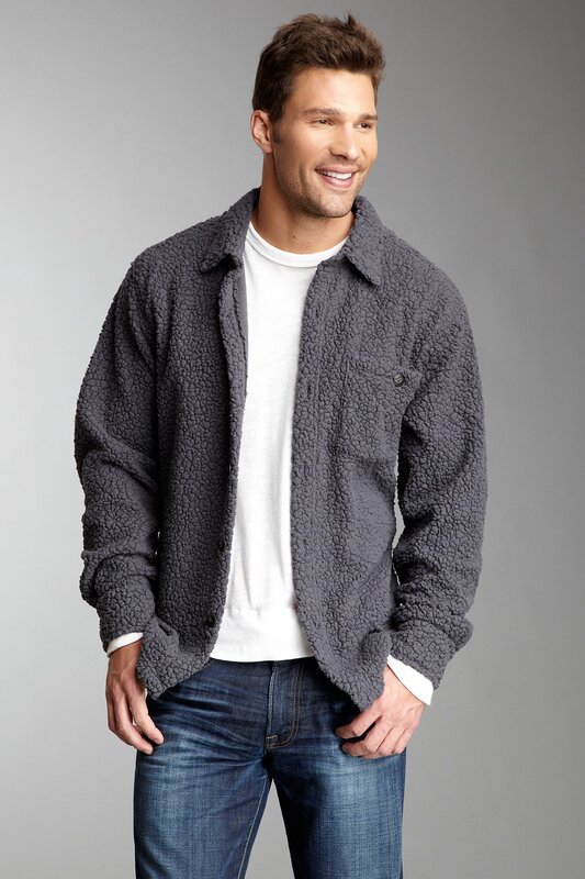 Man in gray fleece jacket