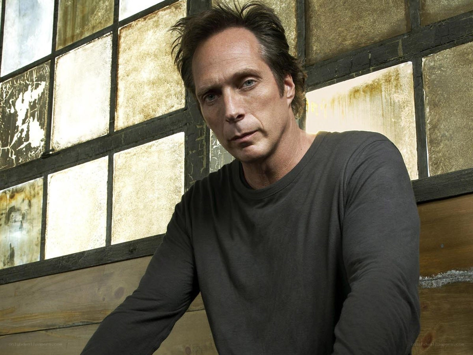 man in gray shirt portrait