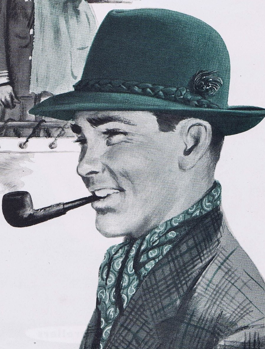 Man in green hat with pipe