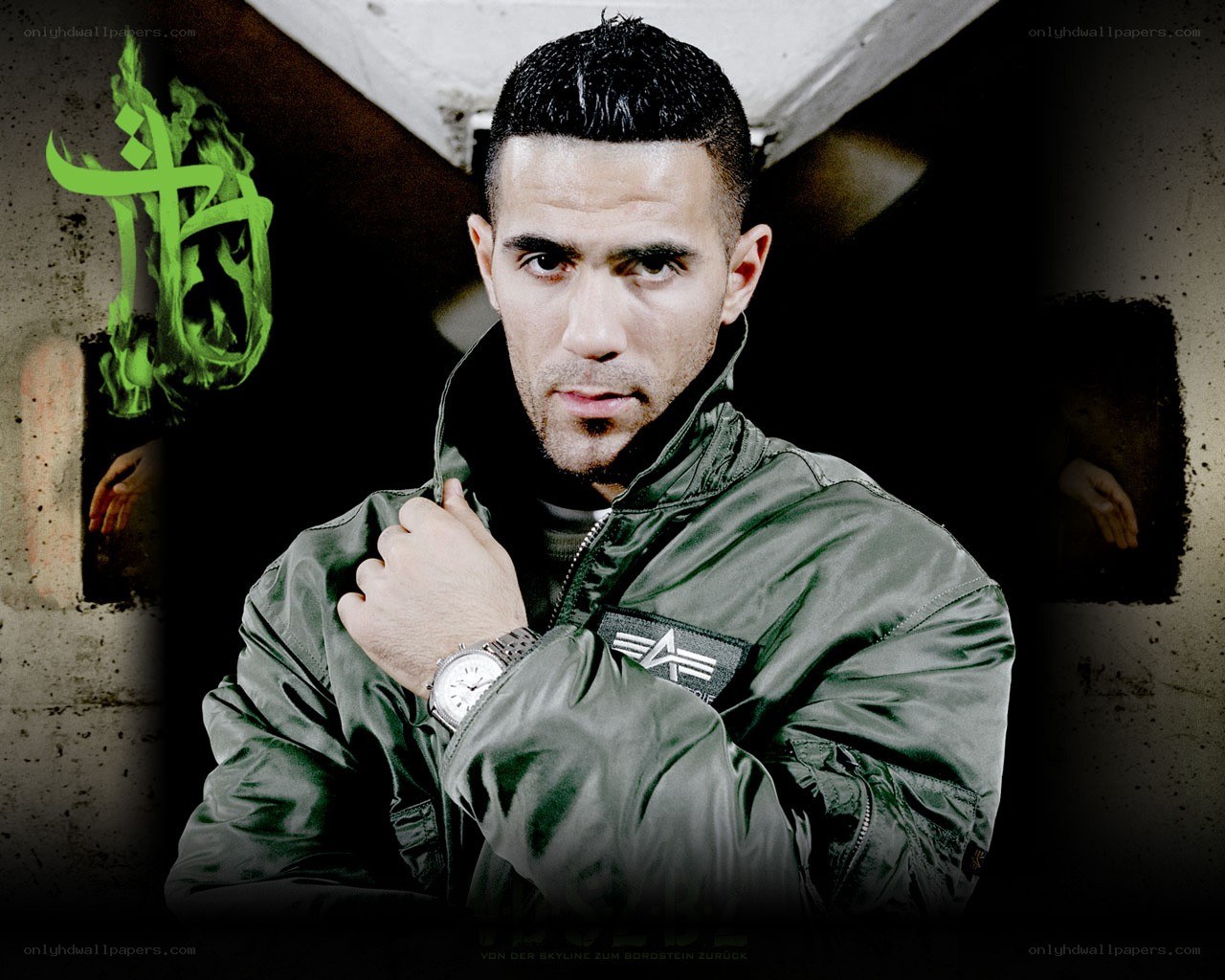 man in green jacket