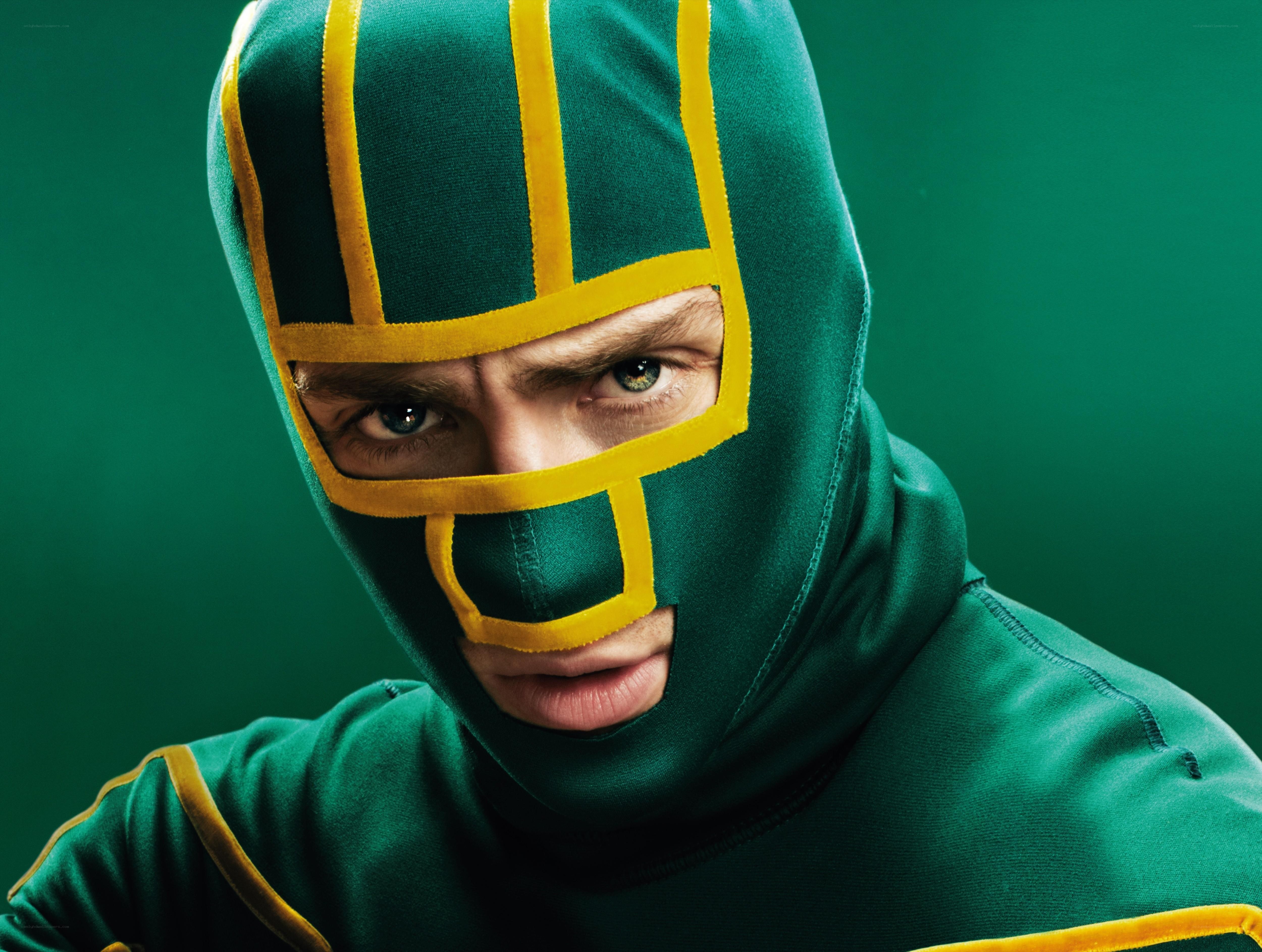 man in green mask