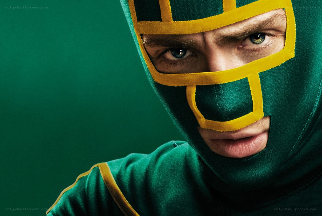 man in green mask