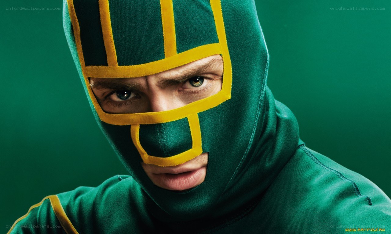 man in green mask