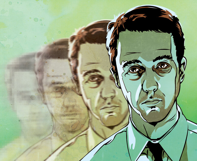 man in green shirt illustration