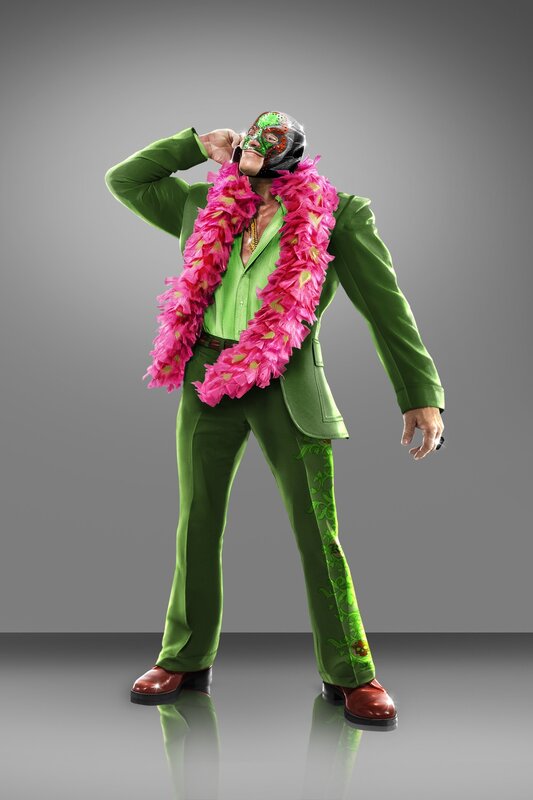 Man in green suit with mask