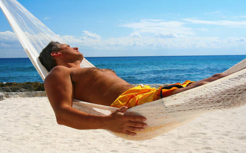 Man in Hammock — Blue, Relaxed