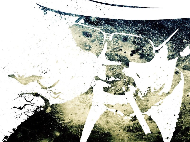 Man in Hat and Glasses — Black, Dramatic, Digital Art