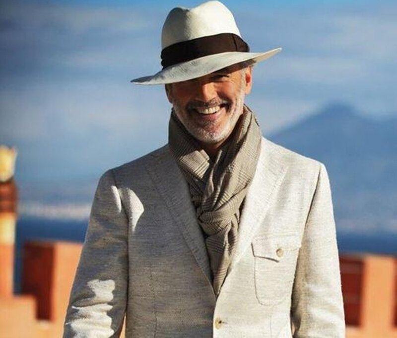 Man in Hat and Jacket — White