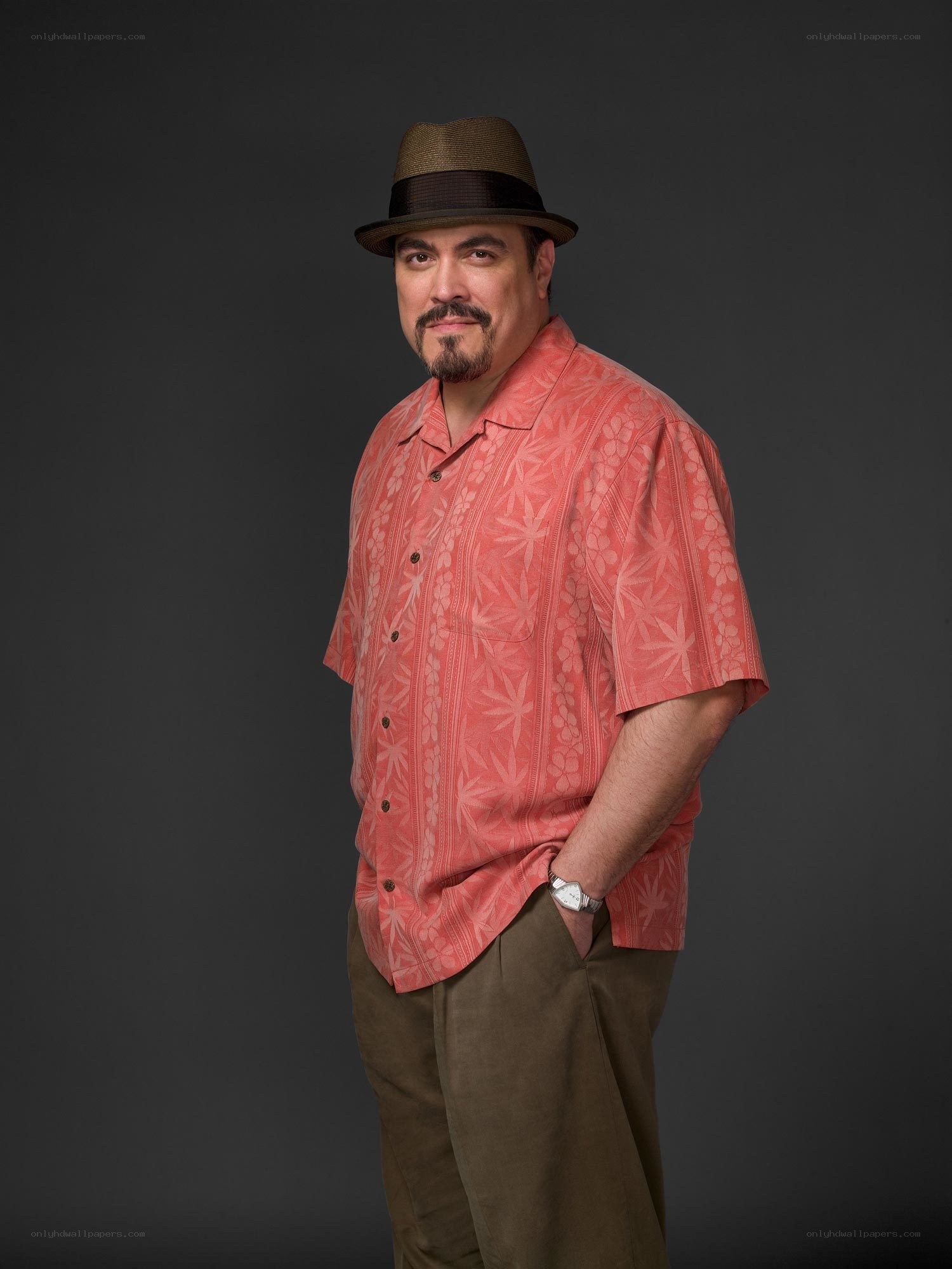 man in hat and patterned shirt