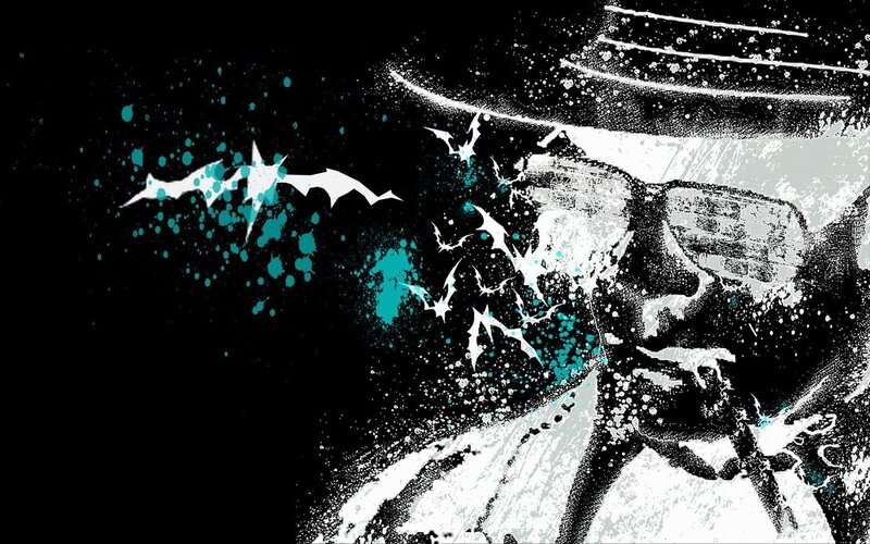 Man in Hat and Sunglasses — Black, Dramatic, Night, Digital Art