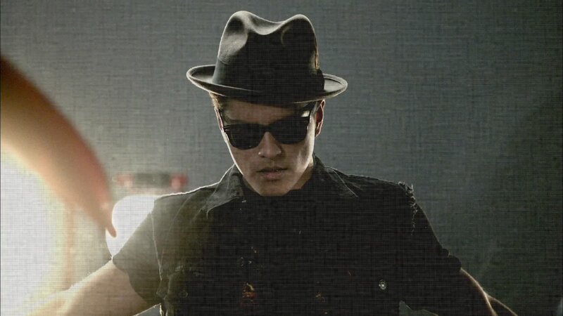 Man in Hat and Sunglasses — Black, Dramatic