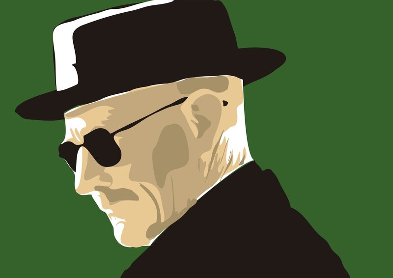 Man in Hat and Sunglasses — Green, Serious, Vector Art