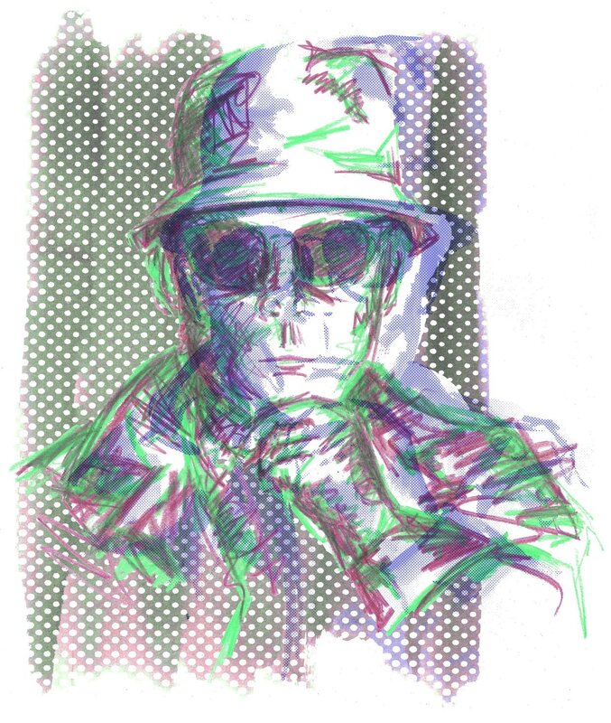 Man in Hat and Sunglasses — Green, Stylized