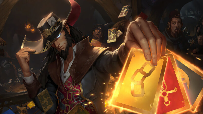 Man in Hat Holding Cards — Gold