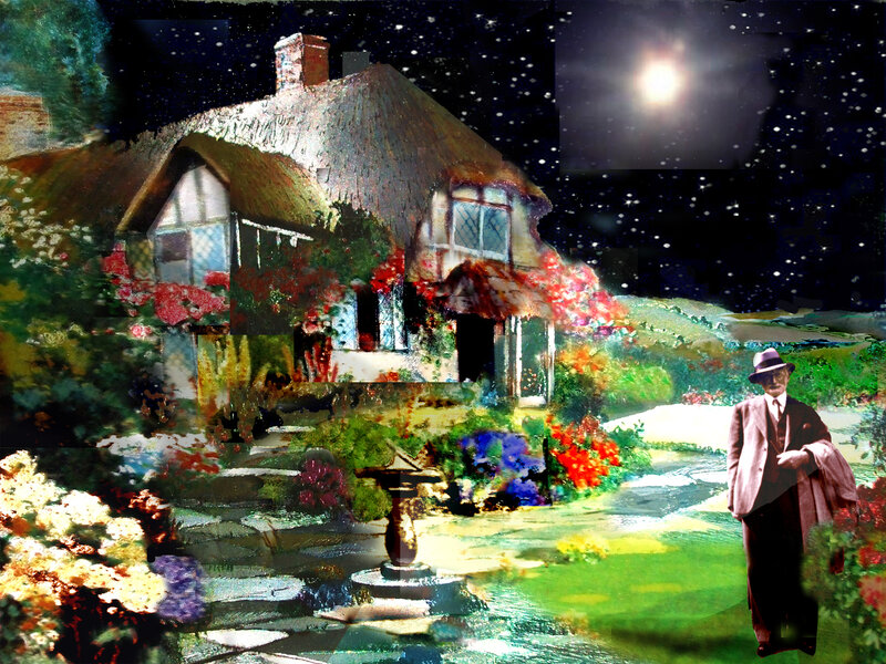 Man in Hat Near Cottage