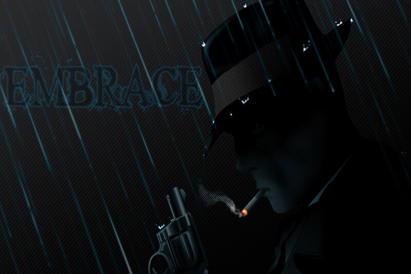 Man in Hat with Gun — Black