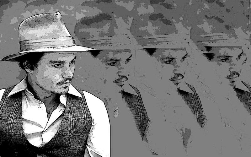 man in hat with multiple images