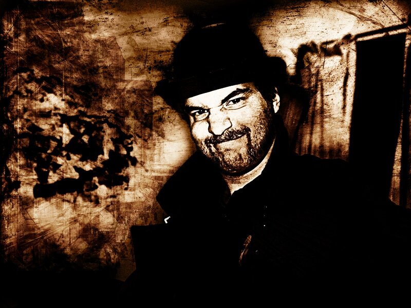 man in hat with sepia effect