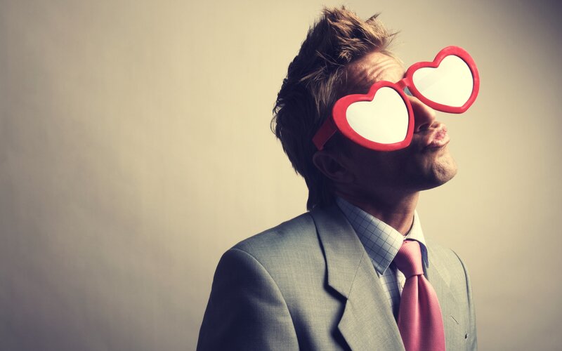 Man in Heart-shaped Glasses — Gray