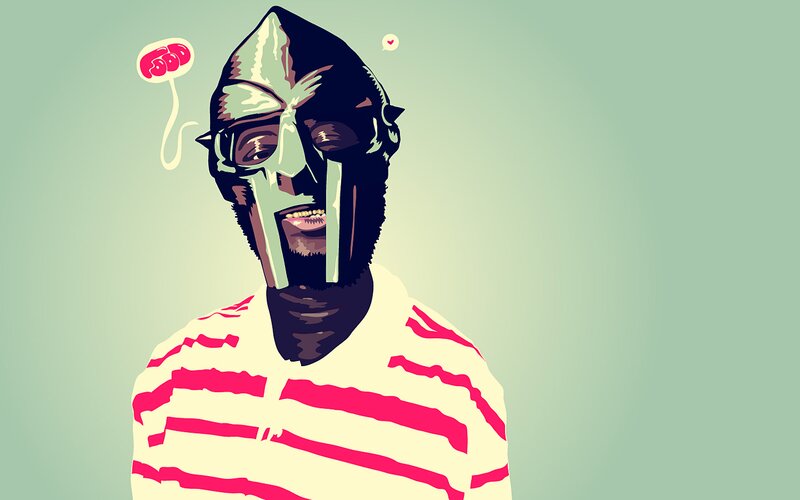 Man in Helmet and Striped Shirt
