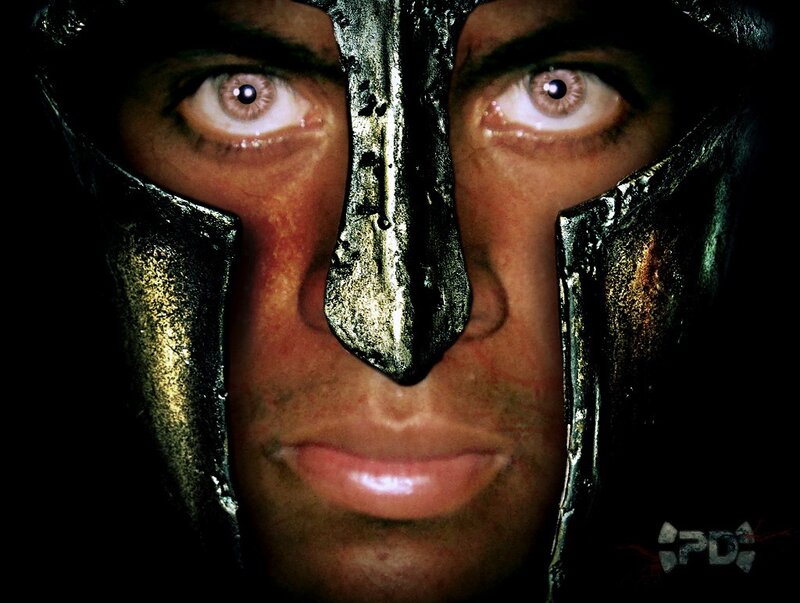 Man in Helmet — Black, Dramatic, Photograph, Eyes