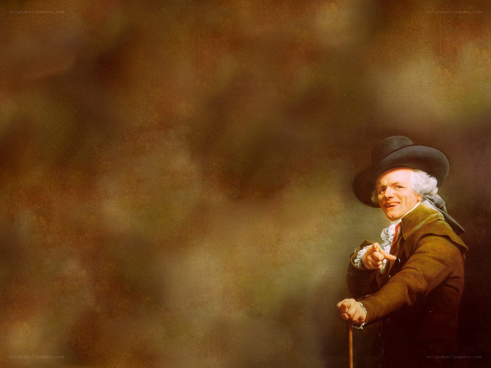 Man in historical attire pointing