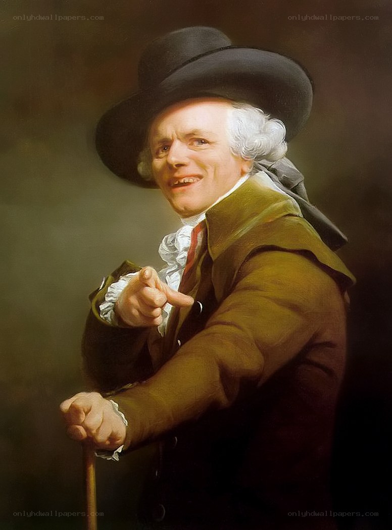 Man in historical attire pointing