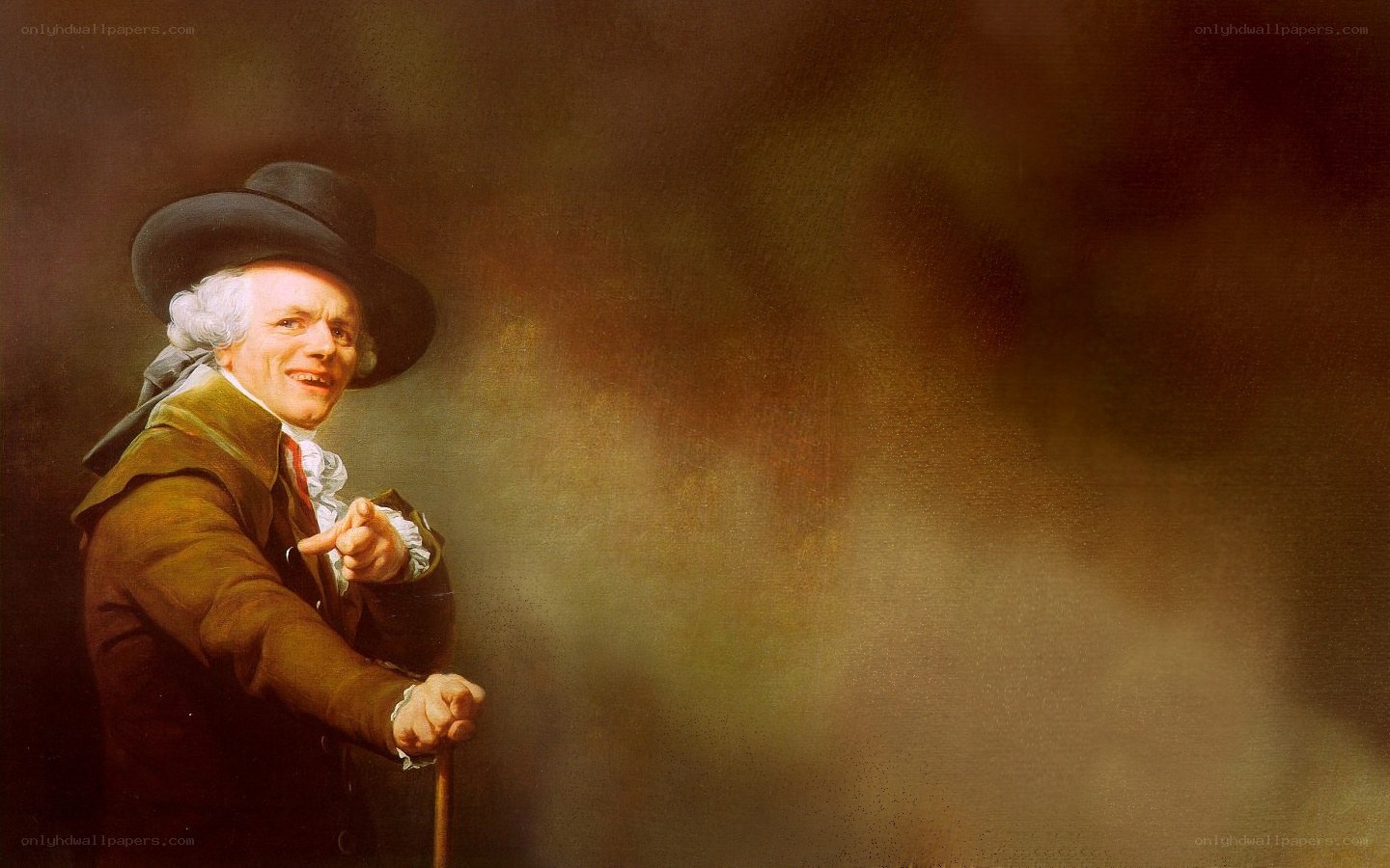 Man in historical attire pointing