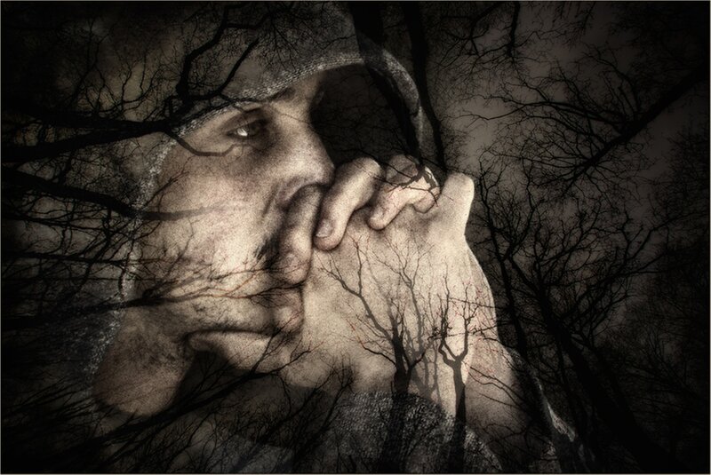 Man in Hooded Cloak — Black, Dark