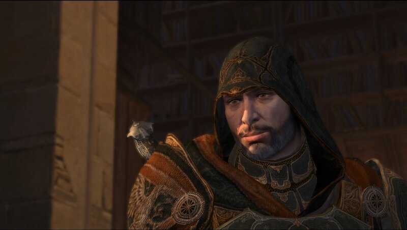 Man in Hooded Cloak — Brown, Serious