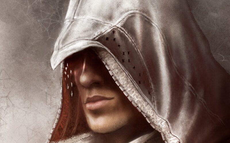 Man in Hooded Cloak — Gray, Dramatic, Digital Art, Hood, Face