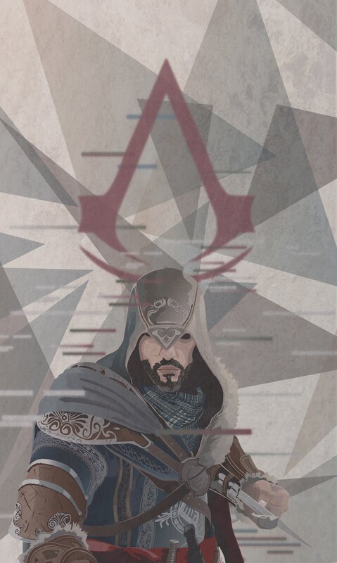 Man in Hooded Cloak — Gray, Dramatic, Digital Art, Sword, Hood