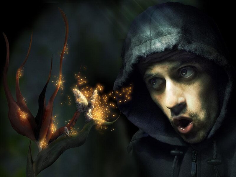 Man in Hooded Jacket — Black, Dramatic, Night