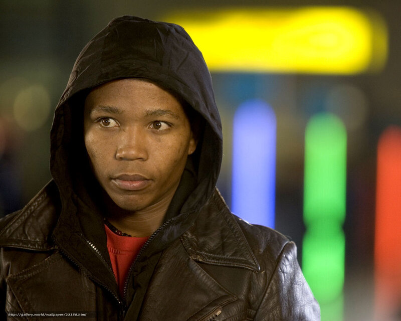 Man in Hooded Jacket — Black, Serious