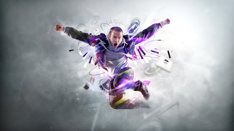 Man in Hoodie Jumping