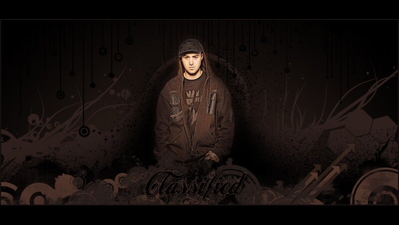 man in hoodie with classified text