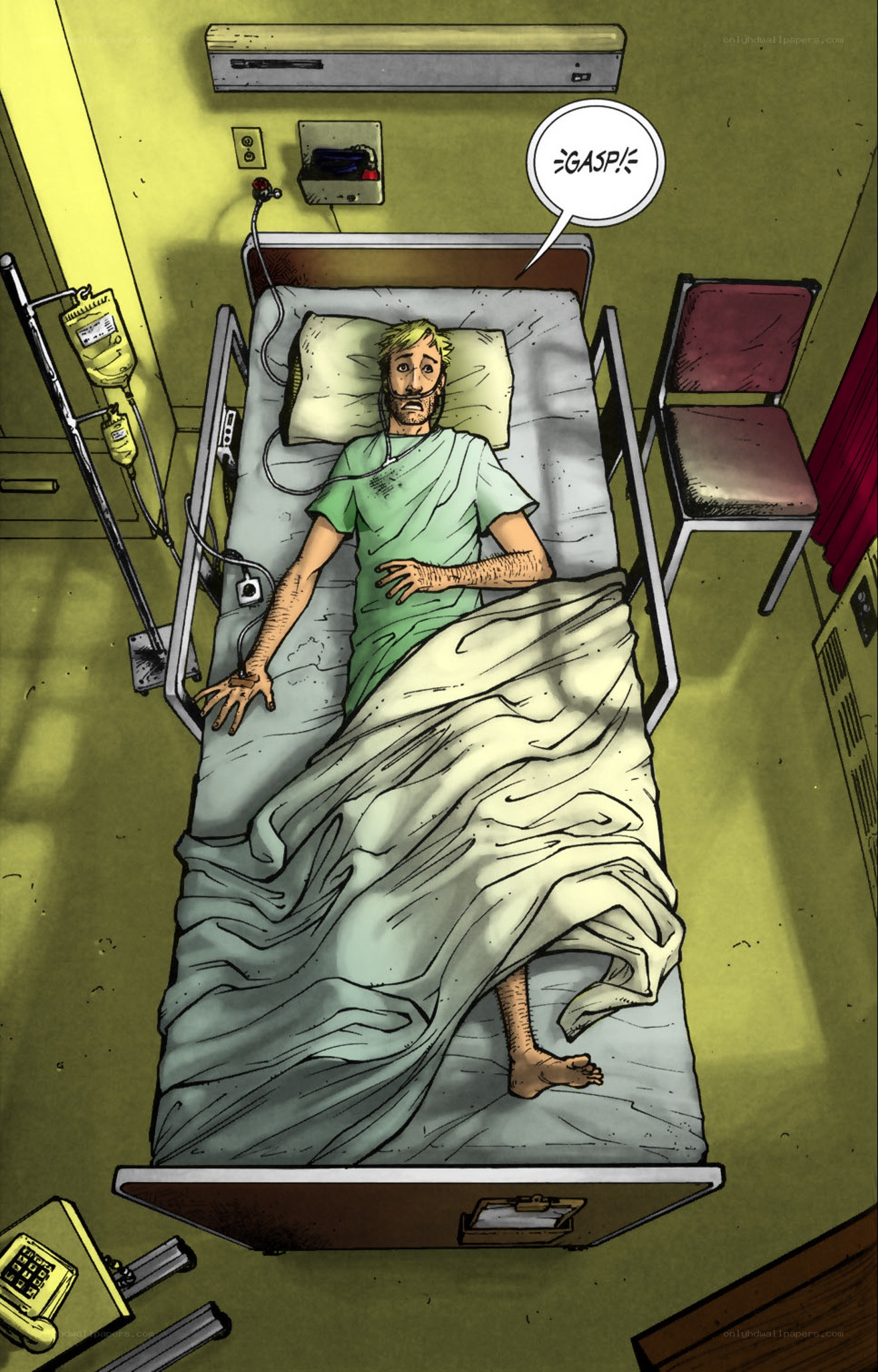 Man in hospital bed