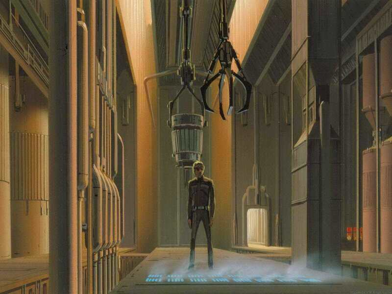 man in industrial corridor