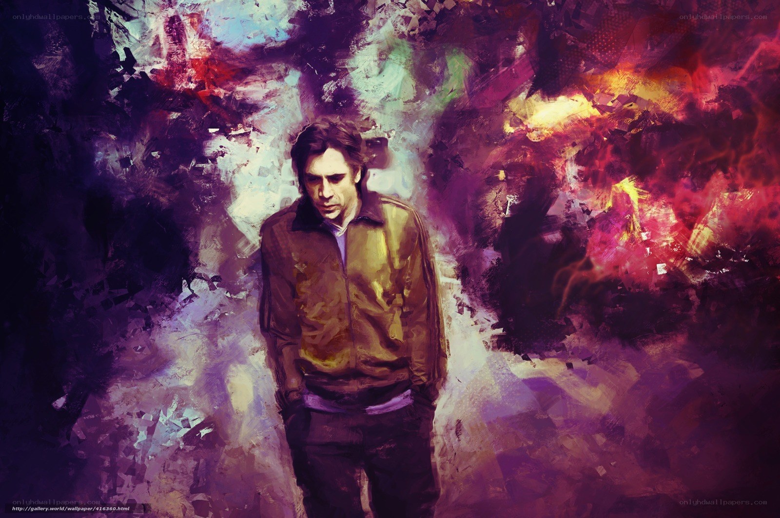 man in jacket against colorful background