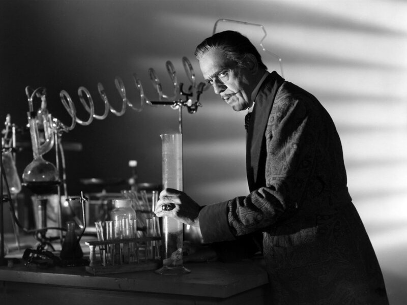 Man in Lab Coat — Black, Dramatic